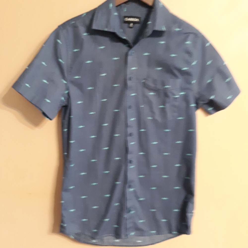 Carbon small button up shark print shirt